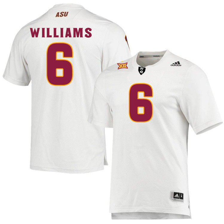 Men #6 Macen Williams Arizona State Sun Devils College Football Jerseys Stitched-White